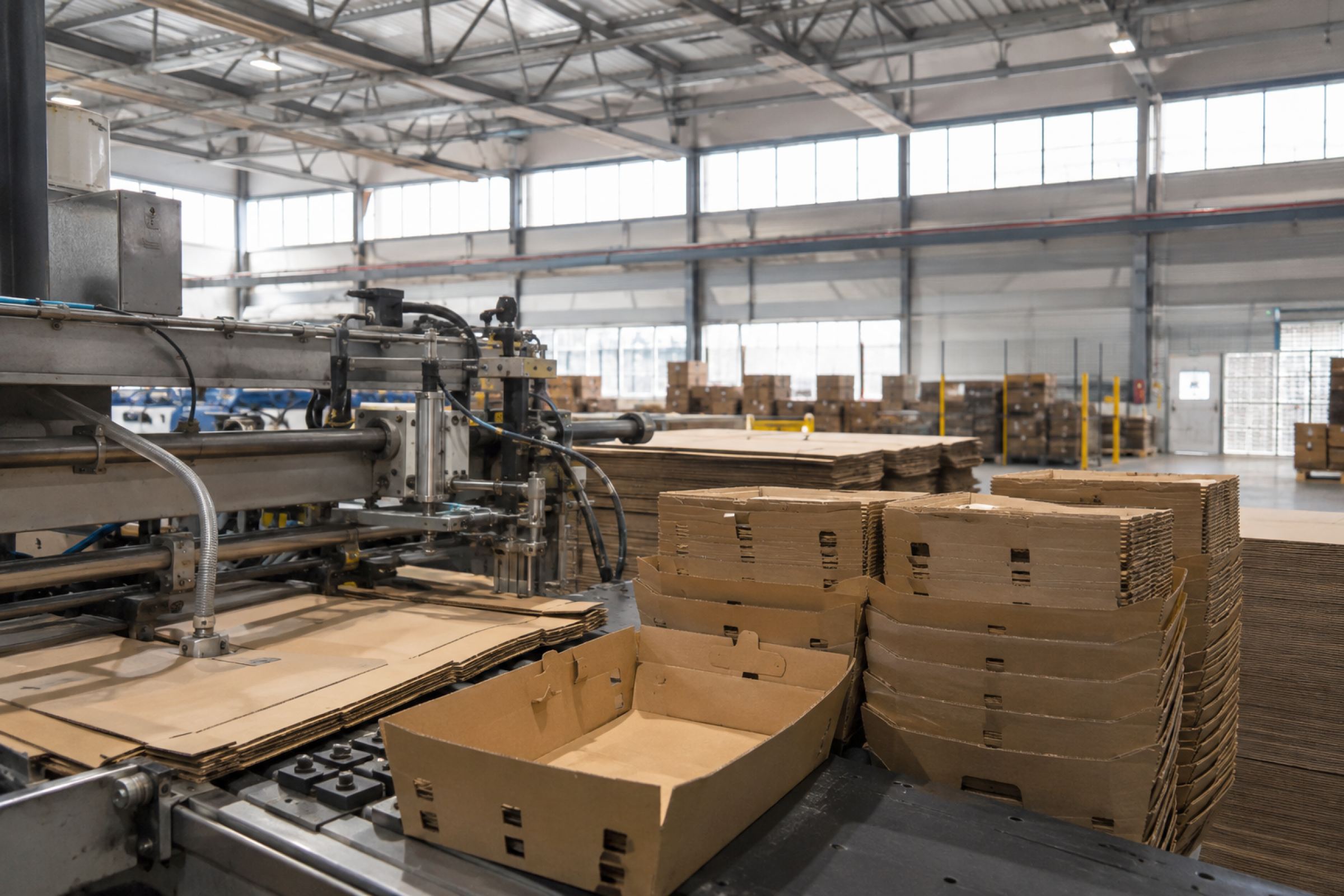 Ligne de production de boîtes et de paniers de carton à l'usine de LaSalle